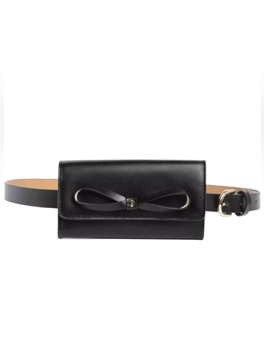 Kate Spade Black Leather Belt Bag with Bow Detail